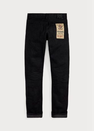 Siyah Erkek Ralph Lauren Slim Fit Siyah Üstü Siyah Kenarlı Kot Pantolon