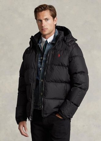 Siyah Erkek Ralph Lauren Su Geçirmez Kaz Tüyü Montlar