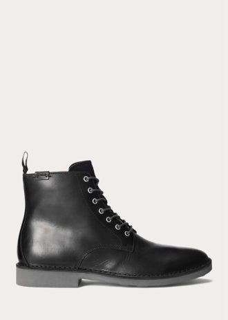 Siyah Erkek Ralph Lauren Talan Deri Botlar