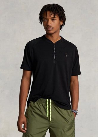 Siyah Erkek Ralph Lauren Özel Slim Fit Performans Forması Tişörtleri