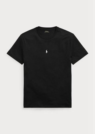 Siyah Erkek Ralph Lauren Özel Slim Fit Yuvarlak Yaka Tişörtler