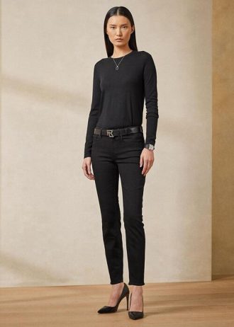 Siyah Kadın Ralph Lauren 400 Matchstick Kot Pantolon