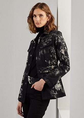 Siyah Kadın Ralph Lauren Bacall Süslemeli Kot Saha Ceketleri