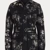 Siyah Kadın Ralph Lauren Bacall Süslemeli Kot Saha Ceketleri Siyah Kadın Ralph Lauren Bacall Süslemeli Kot Saha Ceketleri