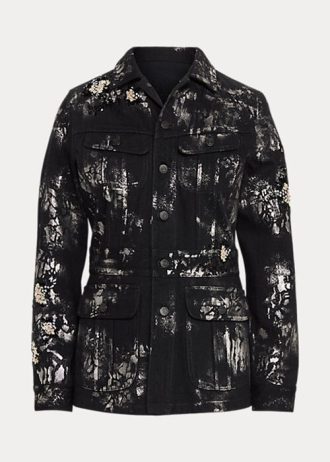 Siyah Kadın Ralph Lauren Bacall Süslemeli Kot Saha Ceketleri