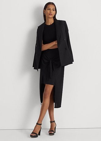 Siyah Kadın Ralph Lauren Bağcıklı Önden Streç Jersey Midi Etekler Siyah Kadın Ralph Lauren Bağcıklı Önden Streç Jersey Midi Etekler