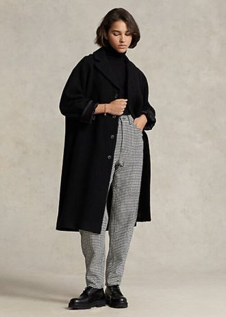 Siyah Kadın Ralph Lauren Büyük Boy Balıksırtı Yün Karışımlı Montlar