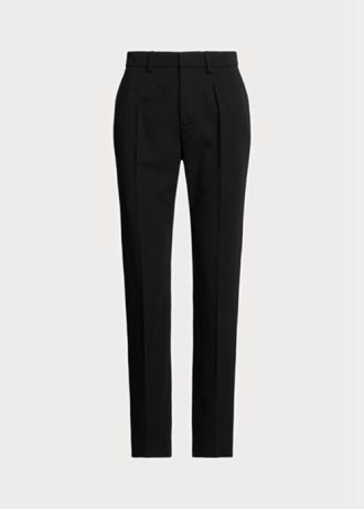 Siyah Kadın Ralph Lauren Clancy Uzun Yün Gabardin Pantolon