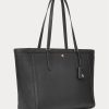 Siyah Kadın Ralph Lauren Crosshatch Deri Büyük Clare Tote Çantalar Siyah Kadın Ralph Lauren Crosshatch Deri Büyük Clare Tote Çantalar