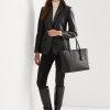 Siyah Kadın Ralph Lauren Crosshatch Deri Büyük Clare Tote Çantalar Siyah Kadın Ralph Lauren Crosshatch Deri Büyük Clare Tote Çantalar