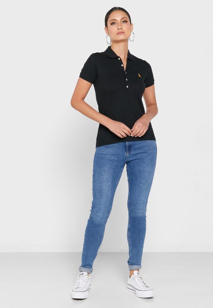 Siyah Kadın Ralph Lauren Düğme Detaylı Polo Gömlekler Siyah Kadın Ralph Lauren Düğme Detaylı Polo Gömlekler