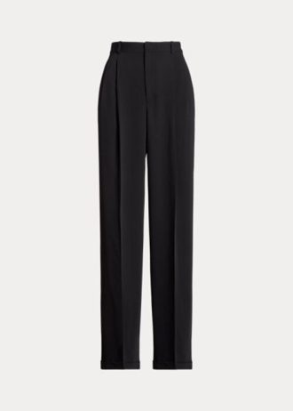 Siyah Kadın Ralph Lauren Düz Paça Saten Pantolon