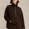 Siyah Kadın Ralph Lauren Çeyrek Fermuarlı Kazak Polar Tunik Sweatshirt Siyah Kadın Ralph Lauren Çeyrek Fermuarlı Kazak Polar Tunik Sweatshirt