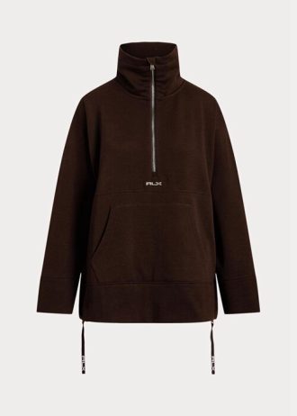 Siyah Kadın Ralph Lauren Çeyrek Fermuarlı Kazak Polar Tunik Sweatshirt