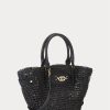 Siyah Kadın Ralph Lauren Hasır Küçük Daphney Tote Çantalar Siyah Kadın Ralph Lauren Hasır Küçük Daphney Tote Çantalar