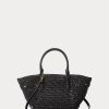 Siyah Kadın Ralph Lauren Hasır Küçük Daphney Tote Çantalar Siyah Kadın Ralph Lauren Hasır Küçük Daphney Tote Çantalar