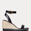 Siyah Kadın Ralph Lauren Hilarie Deri Espadril