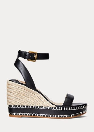 Siyah Kadın Ralph Lauren Hilarie Deri Espadril