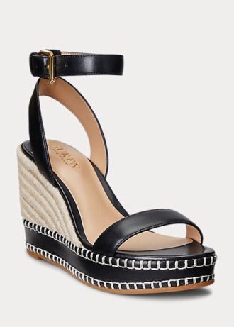 Siyah Kadın Ralph Lauren Hilarie Deri Espadril