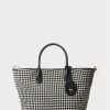 Siyah Kadın Ralph Lauren Houndstooth Orta Boy Bellport El Çantası Siyah Kadın Ralph Lauren Houndstooth Orta Boy Bellport El Çantası