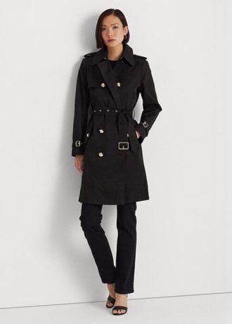 Siyah Kadın Ralph Lauren Çift Sıralı Pamuk Karışımlı Montlar Siyah Kadın Ralph Lauren Çift Sıralı Pamuk Karışımlı Montlar
