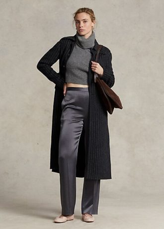 Siyah Kadın Ralph Lauren Çizgili Çift Yüzlü Montlar