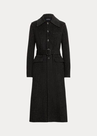 Siyah Kadın Ralph Lauren Çizgili Çift Yüzlü Montlar