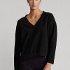 Siyah Kadın Ralph Lauren Jersey V Yaka Sweatshirt’leri