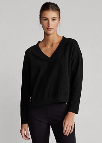 Siyah Kadın Ralph Lauren Jersey V Yaka Sweatshirt’leri
