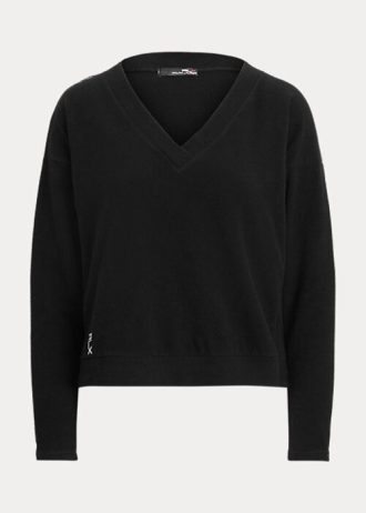 Siyah Kadın Ralph Lauren Jersey V Yaka Sweatshirt’leri