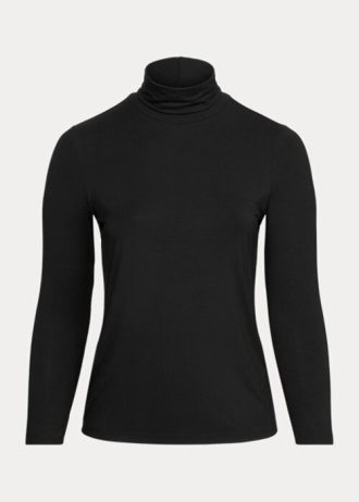 Siyah Kadın Ralph Lauren Jersey Yaka Üstler