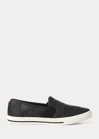 Siyah Kadın Ralph Lauren Jinny Dokuma Slip-On Spor Ayakkabı