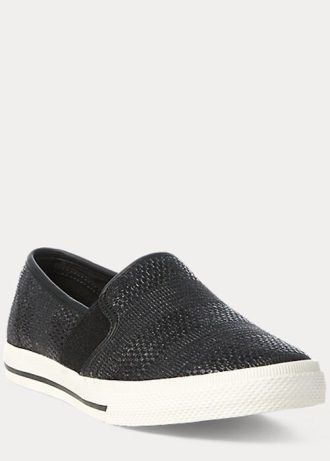 Siyah Kadın Ralph Lauren Jinny Dokuma Slip-On Spor Ayakkabı