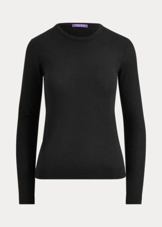 Siyah Kadın Ralph Lauren Kaşmir Yuvarlak Yaka Kazaklar
