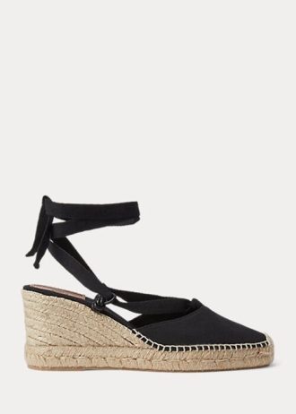 Siyah Kadın Ralph Lauren Kanvas Kamalı Espadril