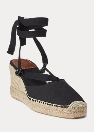 Siyah Kadın Ralph Lauren Kanvas Kamalı Espadril