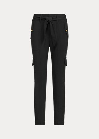 Siyah Kadın Ralph Lauren Kemerli Ponte Kargo Pantolon