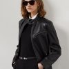 Siyah Kadın Ralph Lauren Keven Kuzu Derisi Biker Ceketler Siyah Kadın Ralph Lauren Keven Kuzu Derisi Biker Ceketler