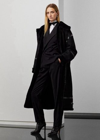 Siyah Kadın Ralph Lauren Lanthe Merino Shearling Montlar