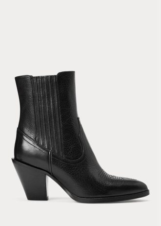 Siyah Kadın Ralph Lauren Lowrey Deri Kovboy Botları