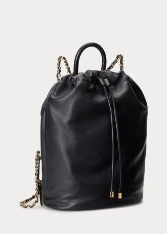 Siyah Kadın Ralph Lauren Nappa Deri Orta Boy Izzie Sırt Çantaları
