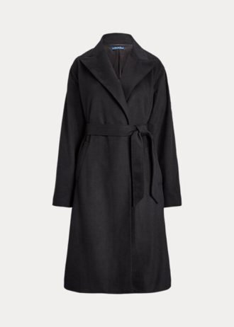 Siyah Kadın Ralph Lauren Peak-Lapel Yün Karışımlı Sarma Montlar