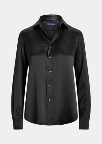 Siyah Kadın Ralph Lauren İpek Charmeuse Gömlekler