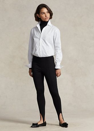 Siyah Kadın Ralph Lauren Pintucked Stirrup Stretch Ponte Tayt