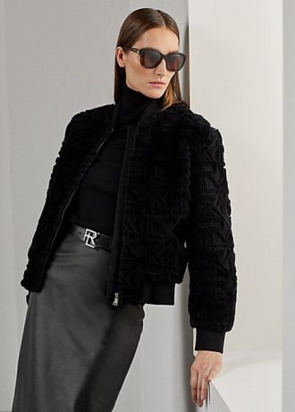 Siyah Kadın Ralph Lauren Raygan Shearling Bomber Ceketler Siyah Kadın Ralph Lauren Raygan Shearling Bomber Ceketler