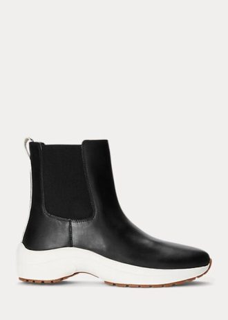 Siyah Kadın Ralph Lauren Rylee Cilalı Deri Slip-On Spor Ayakkabı