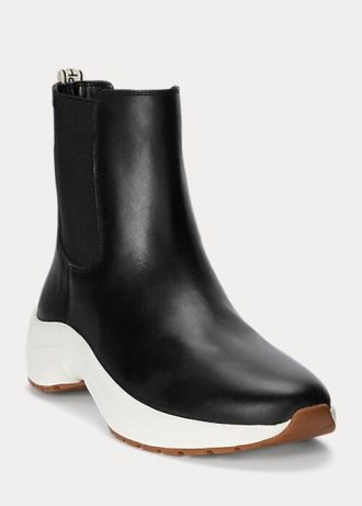 Siyah Kadın Ralph Lauren Rylee Cilalı Deri Slip-On Spor Ayakkabı