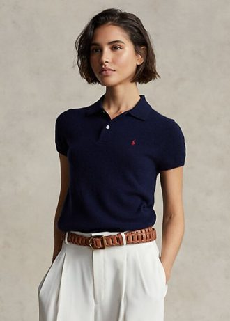 Siyah Kadın Ralph Lauren Slim Fit Kaşmir Polo Gömlekleri