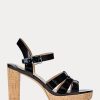 Siyah Kadın Ralph Lauren Soffia Patent Deri Sandaletler Siyah Kadın Ralph Lauren Soffia Patent Deri Sandaletler
