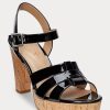 Siyah Kadın Ralph Lauren Soffia Patent Deri Sandaletler Siyah Kadın Ralph Lauren Soffia Patent Deri Sandaletler